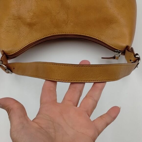 Wilsons Pelle Studio Italian Leather Handbag Satchel Caramel Camel color - Picture 7 of 14